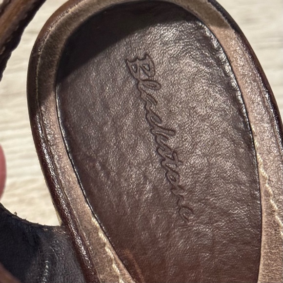 BLACKSTONE Brown Leather Wedge Heel Open Toe Sandals Size 39 /US 8 EUC WORN ONCE - Picture 12 of 12